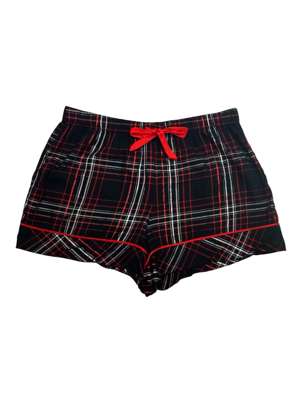 NWOT Victoria’s Secret Flannel Short Pajama Set Black / White / Red Button Down - Picture 6 of 9